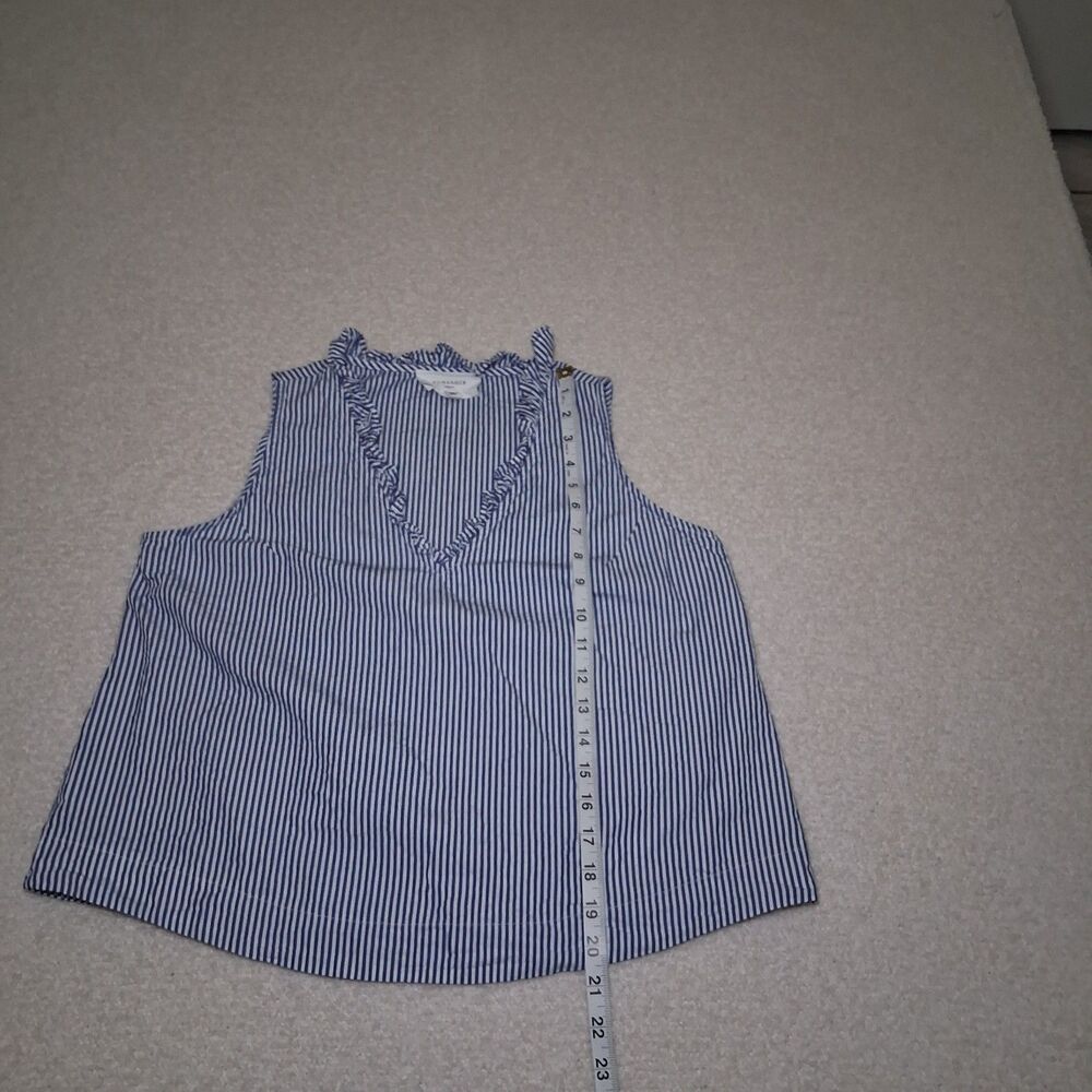 Pomander 100% Cotton Stripes Womens S Ruffle Collar Coastal Resort Summer Beach - Picture 7 of 9